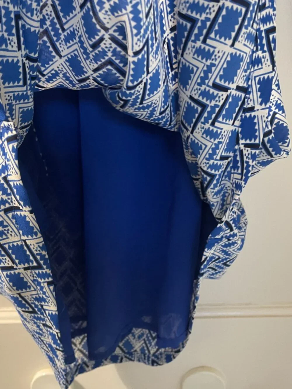 Maeve by Anthropologie Galen Dress size Small Tie Front v Neck Lined, Blue